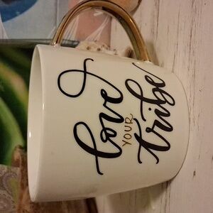 Love Your Tribe Mug with Gold Handle - Brand New